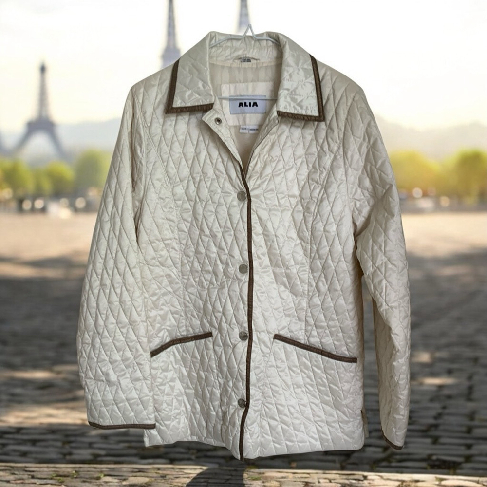 Alia Cream Quilted Jacket Small